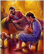 David playing harp #2