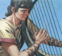 David playing harp #3